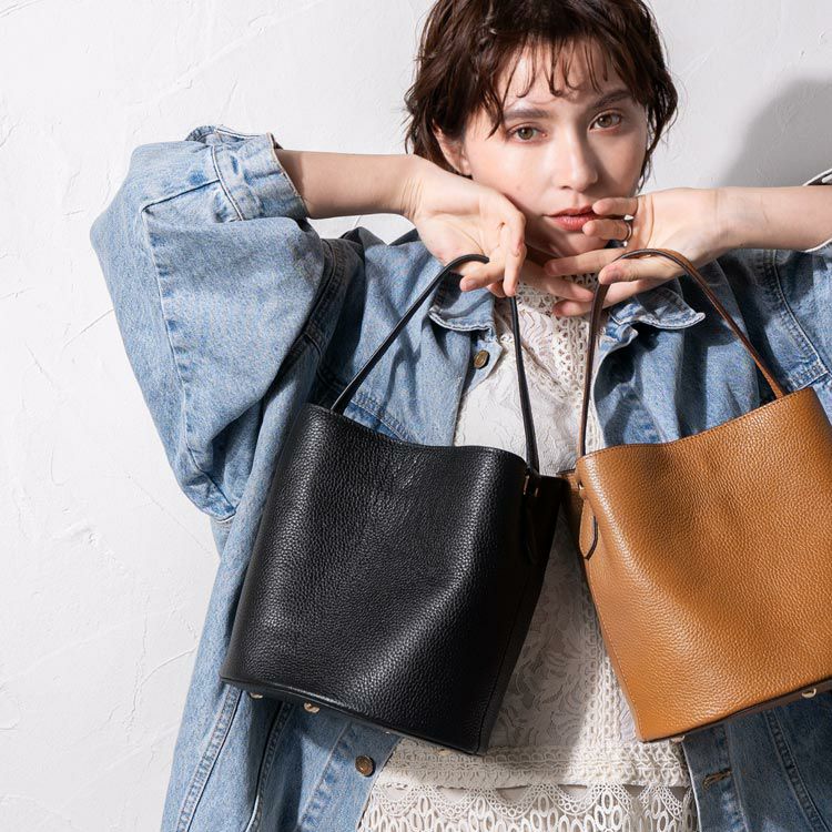 牛革2wayバッグ本革レディース肩掛けハンドバケツ型ブランドmieno収納レディース赤レッド(07000595r)