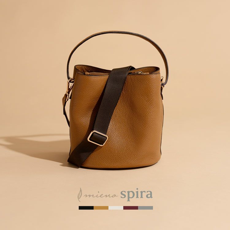 牛革2wayバッグ本革レディース肩掛けハンドバケツ型ブランドmieno収納レディース黒ブラック(07000595r)