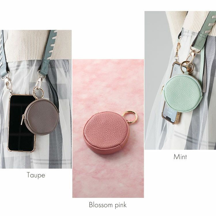 mienospira本革ミニポーチコインケース丸形ラウンドポーチ