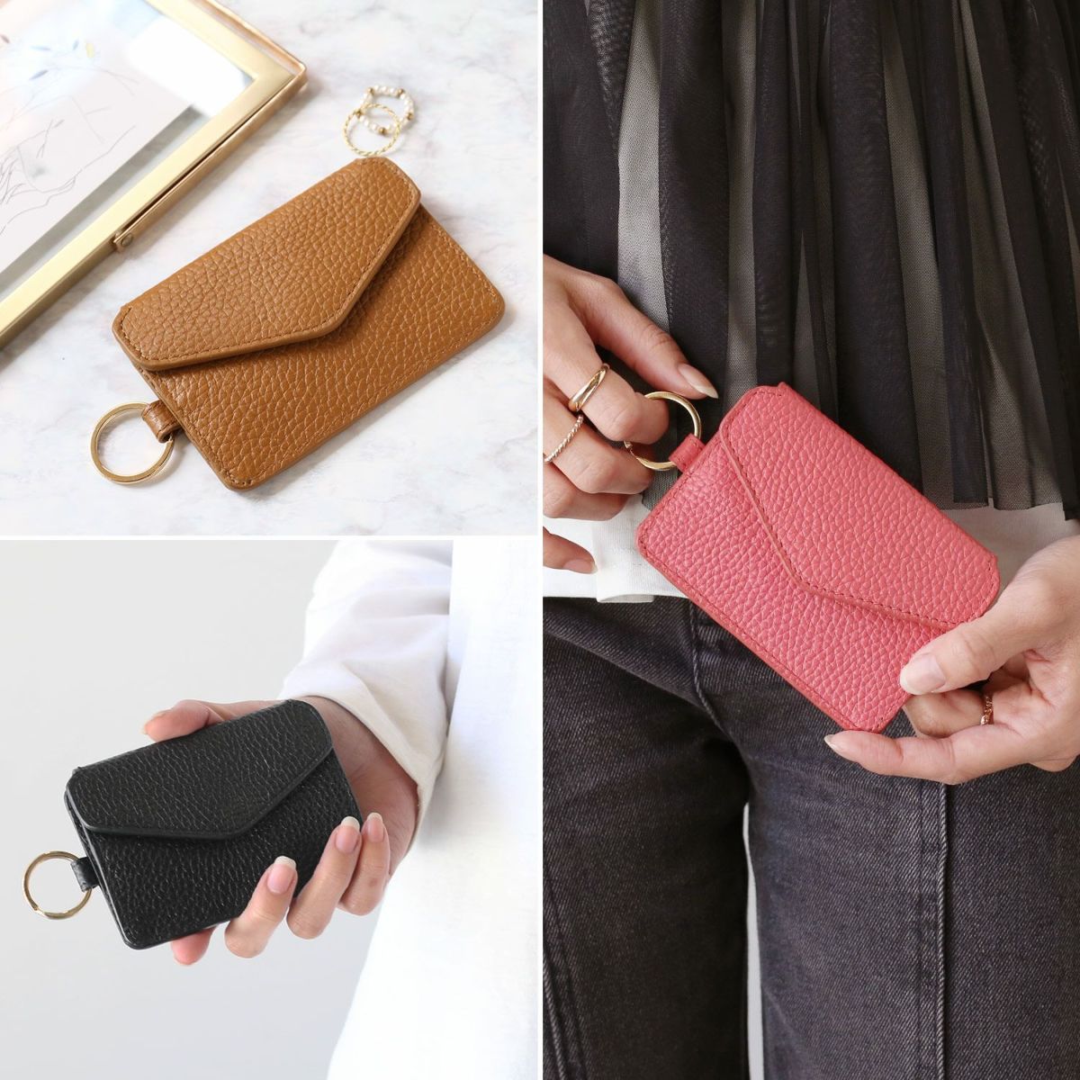 mienospira本革ミニ財布フラグメントケースキーケーススキミング防止