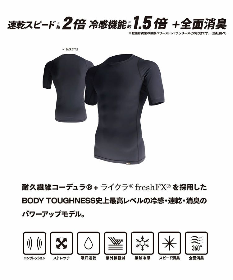 BODYTOUGHNESSクルーネックシャツメンズショートスリーブ