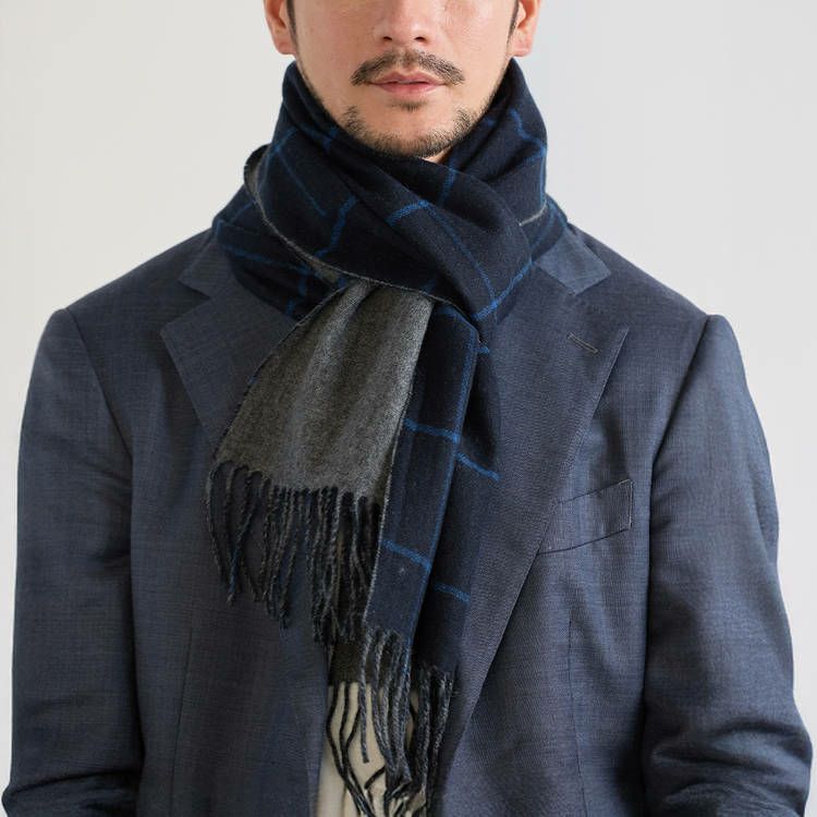 カシミヤ マフラー メンズ リバーシブル チェック 無地 カシミヤ100