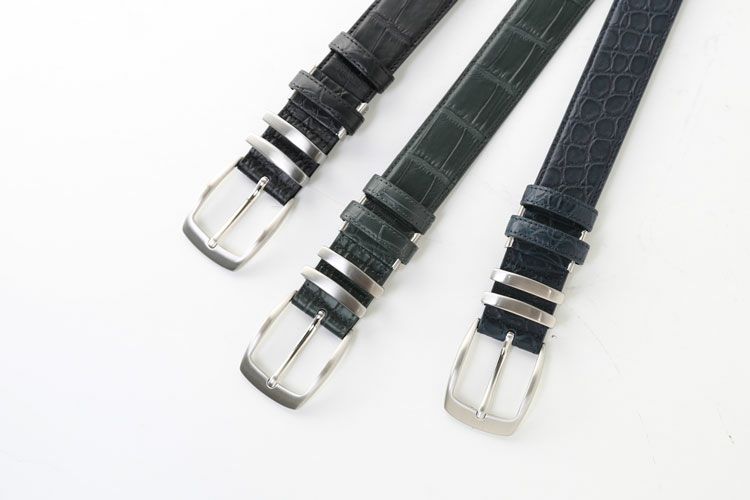 クロコダイルマットシャイニング加工ベルト35mmメンズ男性紳士本革大きいサイズワニ鰐革レザーカジュアルビジネス通勤プレゼントラッピングギフト父(06001827r)