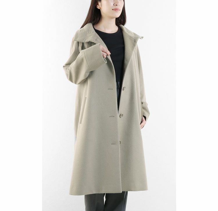 1点限り】カシミヤ ブレンド ウール スタンドカラー ロングコート