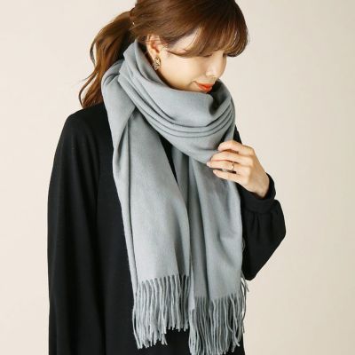 カシミヤ 100% ストール マフラー レディース ライトグレー 大判