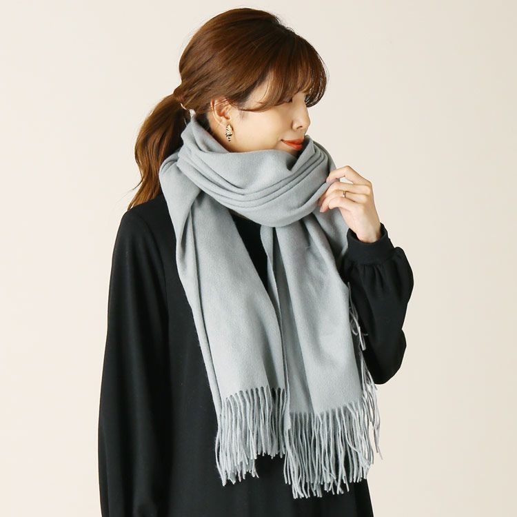 カシミヤショール【starry】ライトグレー/ハンドメイド/軽量