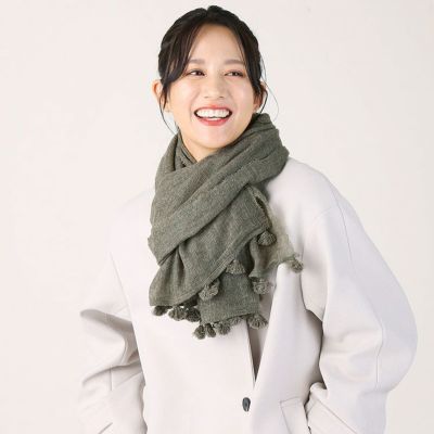 極上カシミヤ100%☆大判 ストール☆グレイッシュグリーン 送料無料☆極上 カシミヤ100%☆大判 ストール☆杢グレー 極上カシミヤ