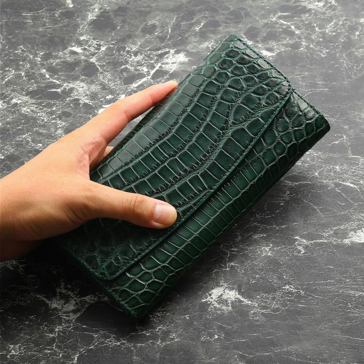 新品　クロコダイルマットパープル　2wayかぶせ長財布 クロコダイル 長財布 カブセ かぶせ 財布 レディース マット加工