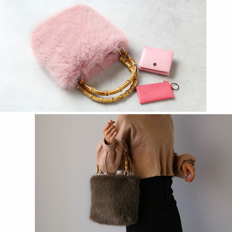 エコファーバンブーバッグピンクブラウン