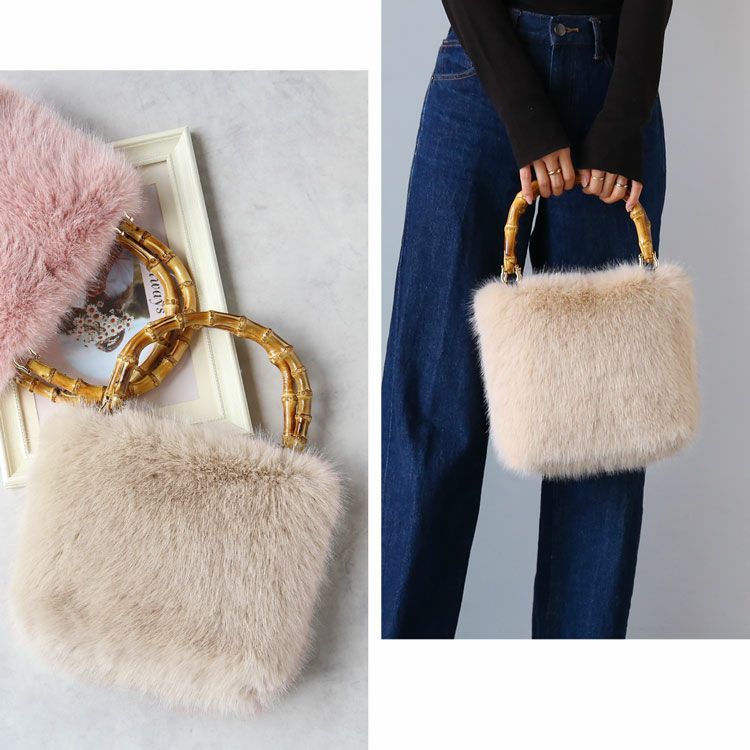 エコファーバンブーバッグピンクアイボリー