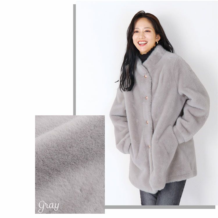 エコファーコートレディースグレー