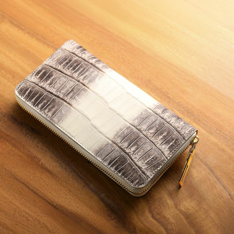 ヒマラヤクロコダイル　長財布　ラウンドファスナー ヒマラヤ クロコダイル 長財布 レディース センター取り
