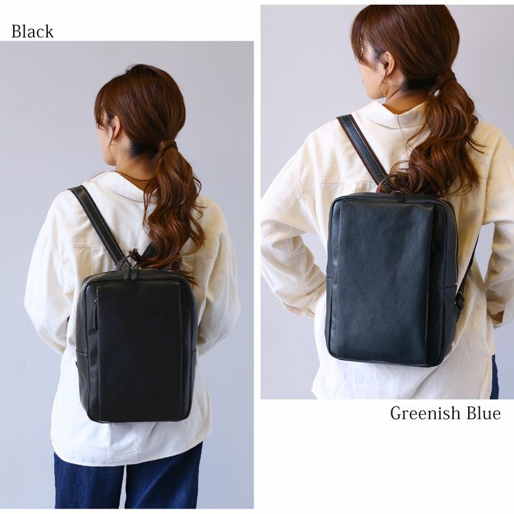本革リュックサックレザーレディースバッグブラックブルー