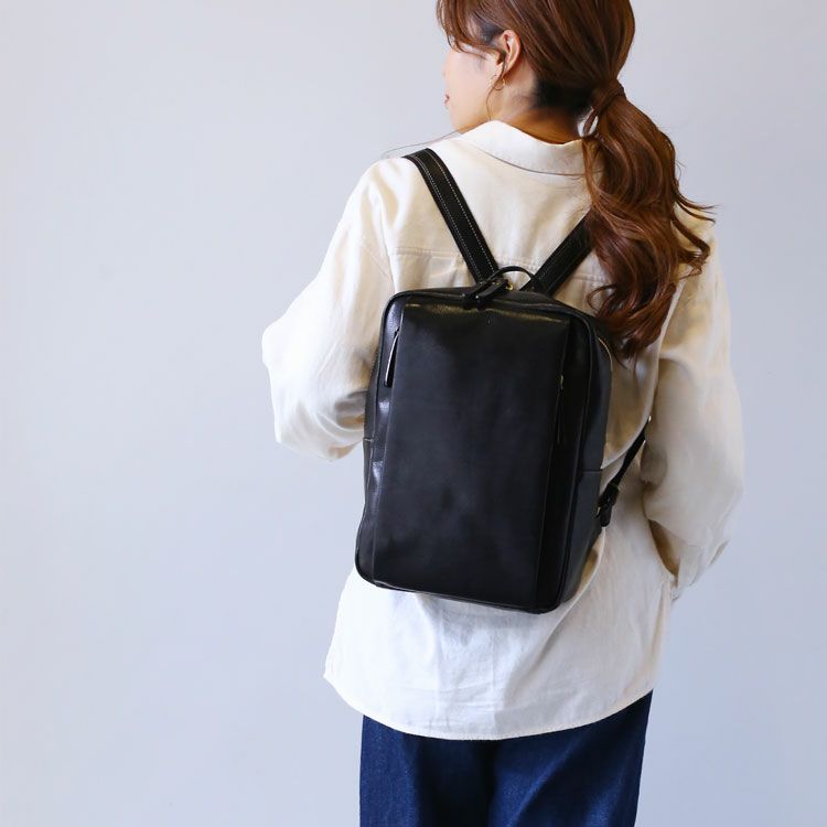 本革リュックサックレザーレディースバッグブラック
