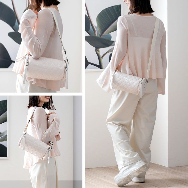 牛革ショルダーバッグロール型キルティング