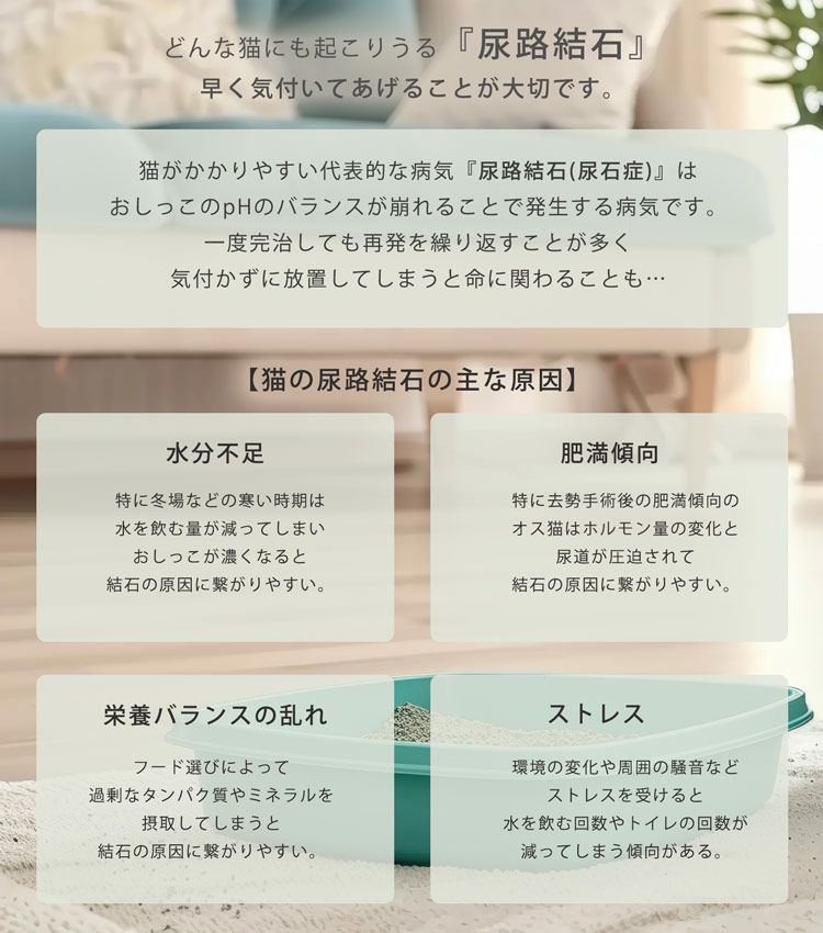 猫砂健康チェックおからベントナイト天然素材phおしっこチェック尿路結石