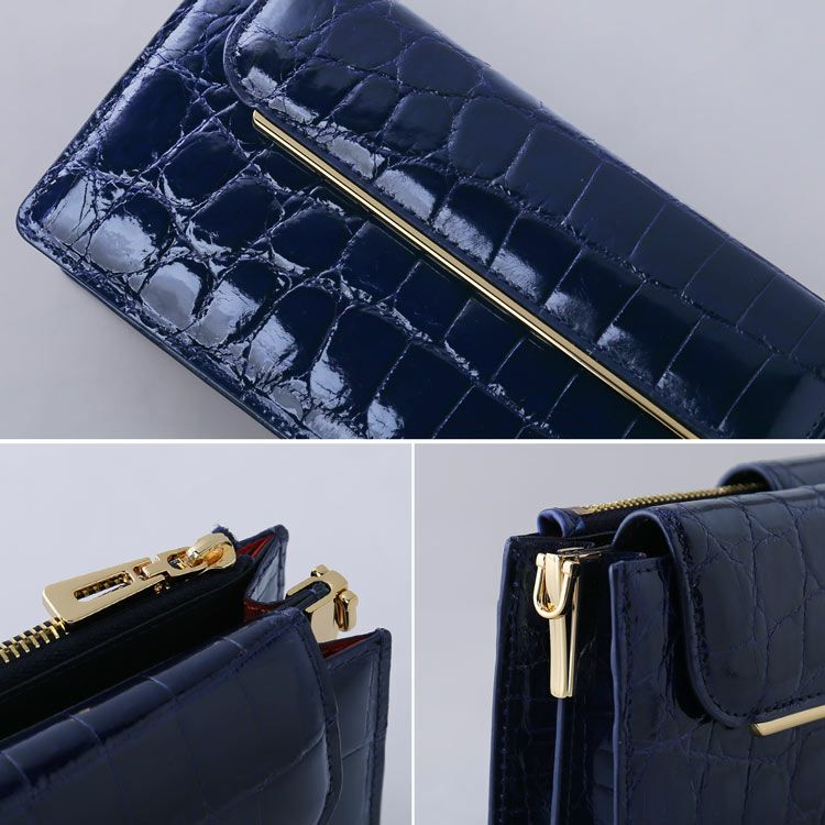 HALEINEクロコダイルお財布ショルダーバッグレディース