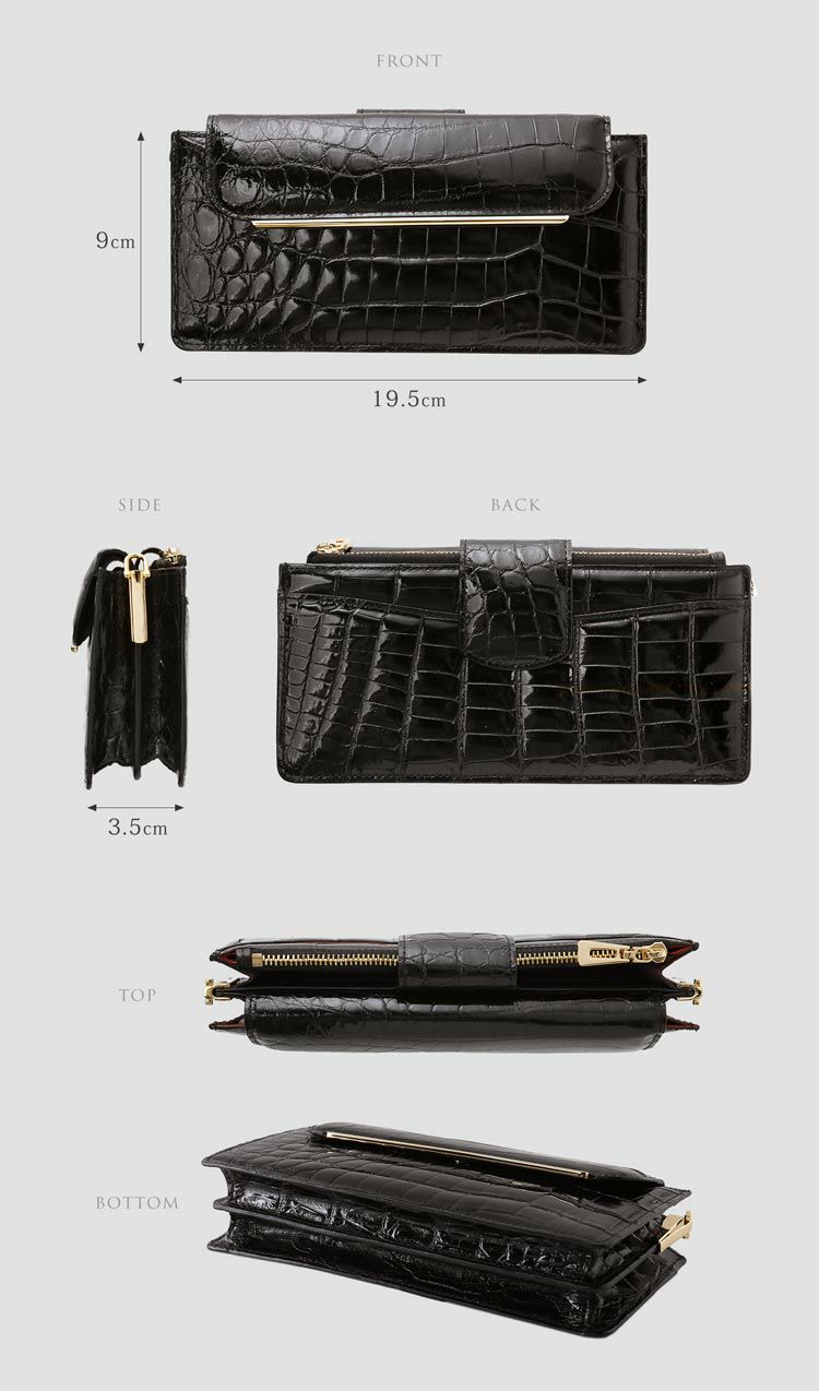 HALEINEクロコダイルお財布ショルダーバッグレディース