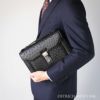 オーストリッチメンズセカンドバッグダイヤルロック式日本製27cmフルポイントブラック