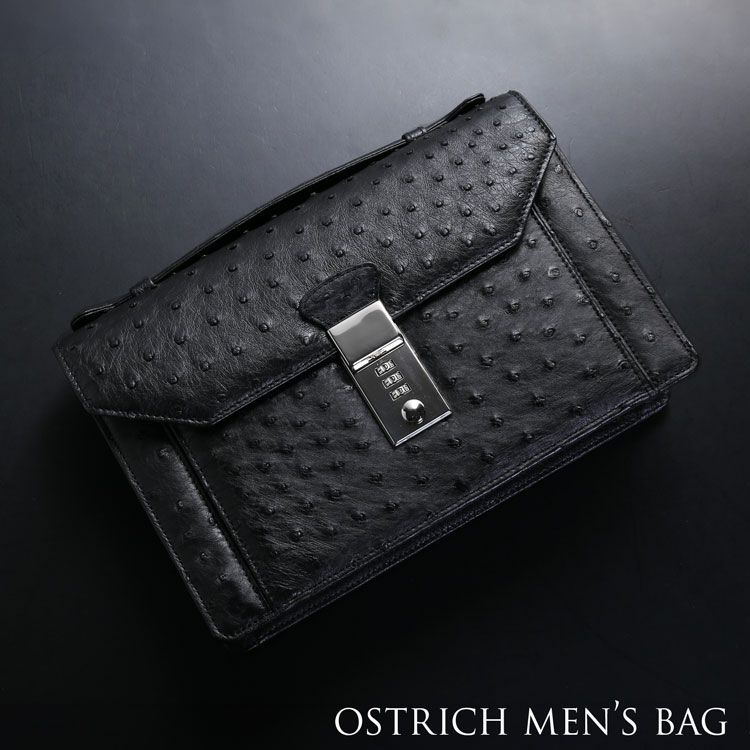 オーストリッチ メンズ セカンドバッグ ダイヤルロック式 日本製