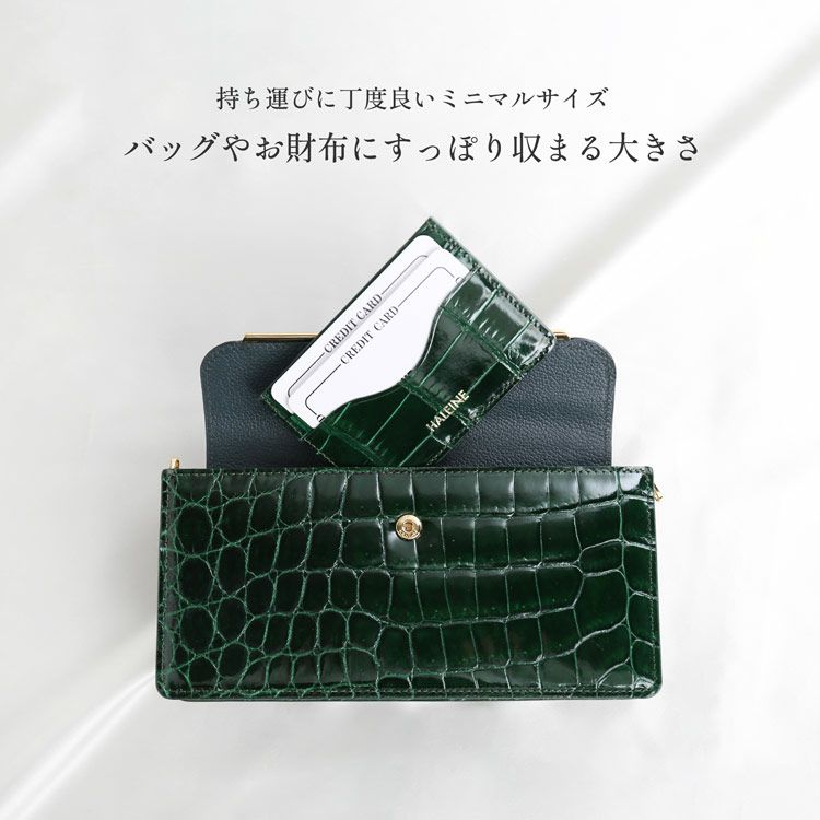 クロコダイルシャイニングカードケース薄型パスケースレディースミニマル薄型