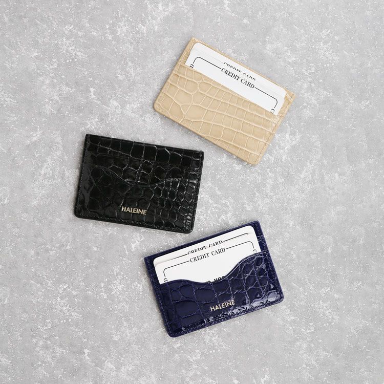 クロコダイルシャイニングカードケース薄型パスケースメンズ