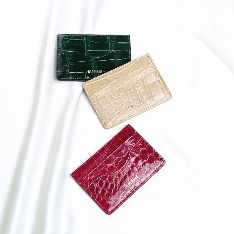 クロコダイルシャイニングカードケース薄型パスケースメンズミニマル