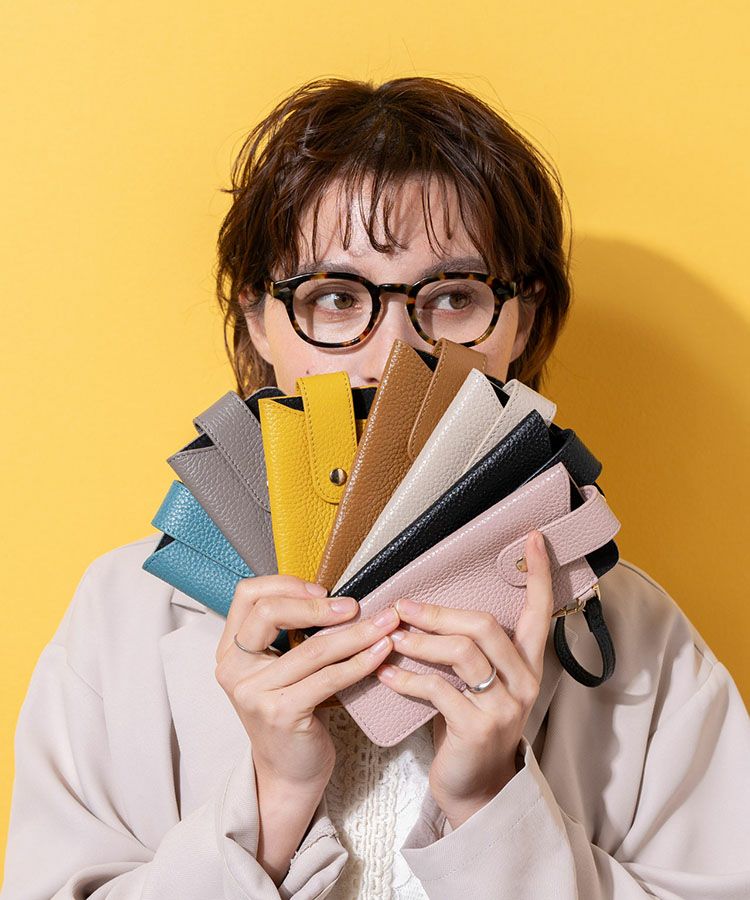 メガネケース本革ストラップ付き薄型mienospira