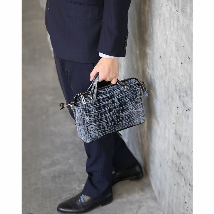 クロコダイルマット3wayバッグハンドバッグ日本製JRAセンター取り目地染め