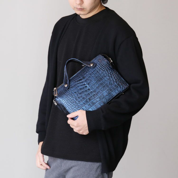 クロコダイルマット3wayバッグハンドバッグ日本製JRAセンター取り目地染め