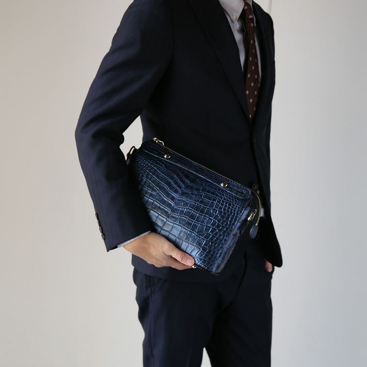 クロコダイルマット3wayバッグハンドバッグ日本製JRAセンター取り目地染め