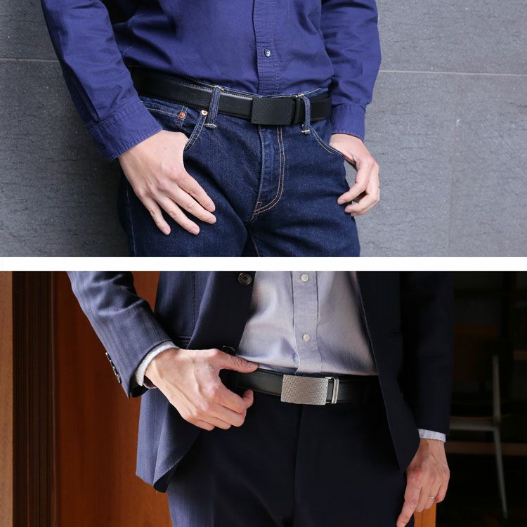 ベルトメンズオートロックベルト自動ベルト牛革本革ベルトビジネスレザーmonteSPIGA