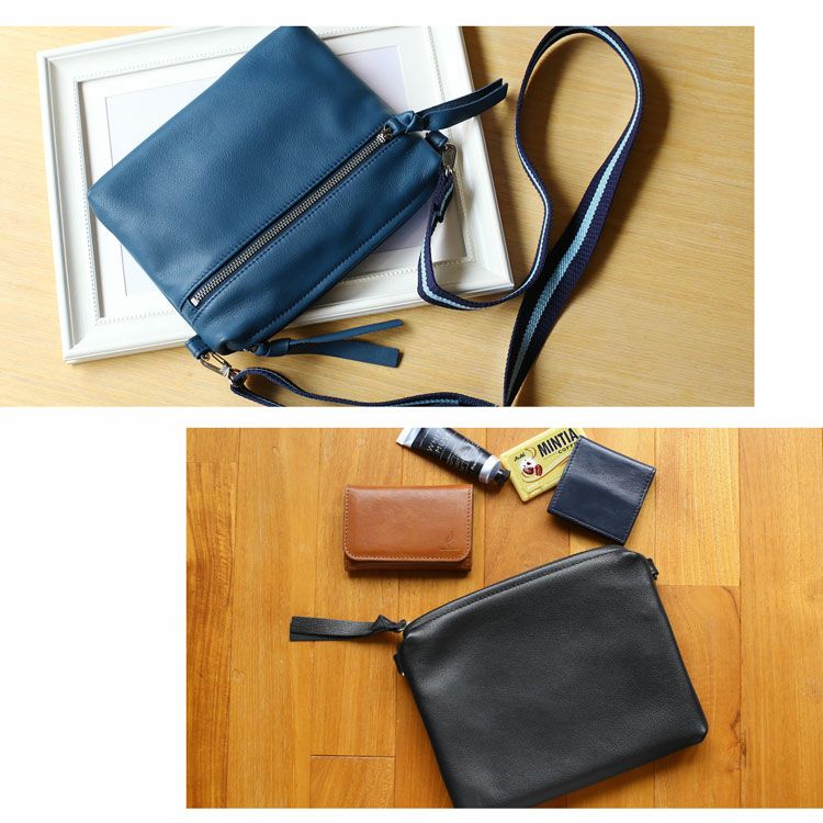 薄型サコッシュショルダーバッグ牛革2WAY日本製ソフトライトレザーカーフレザー本革ブランドプレリーPRAIRIE(09000626r)