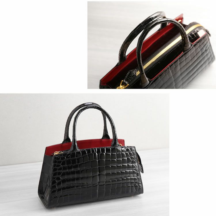 ナイルクロコダイル2wayハンドバッグブラック