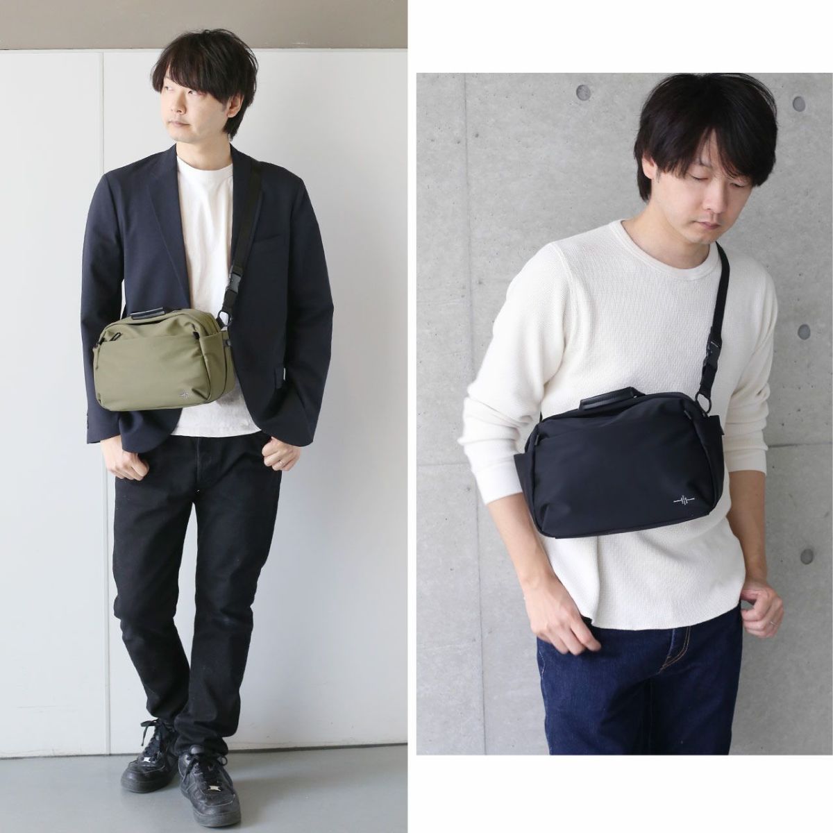 ショルダーバッグストレッチナイロン軽量2WAYメンズ(09000656-mens-1r)