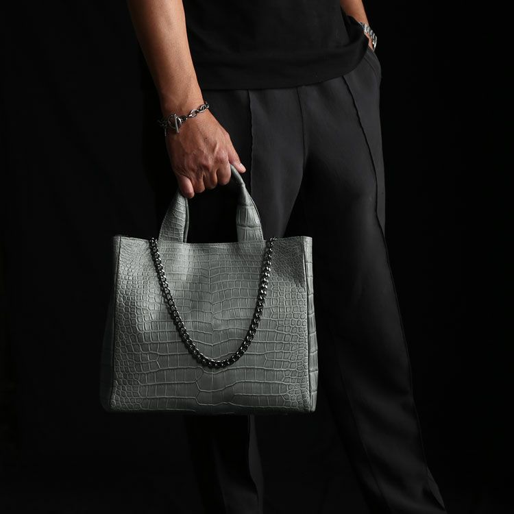 スモールクロコダイルメンズトートバッグ