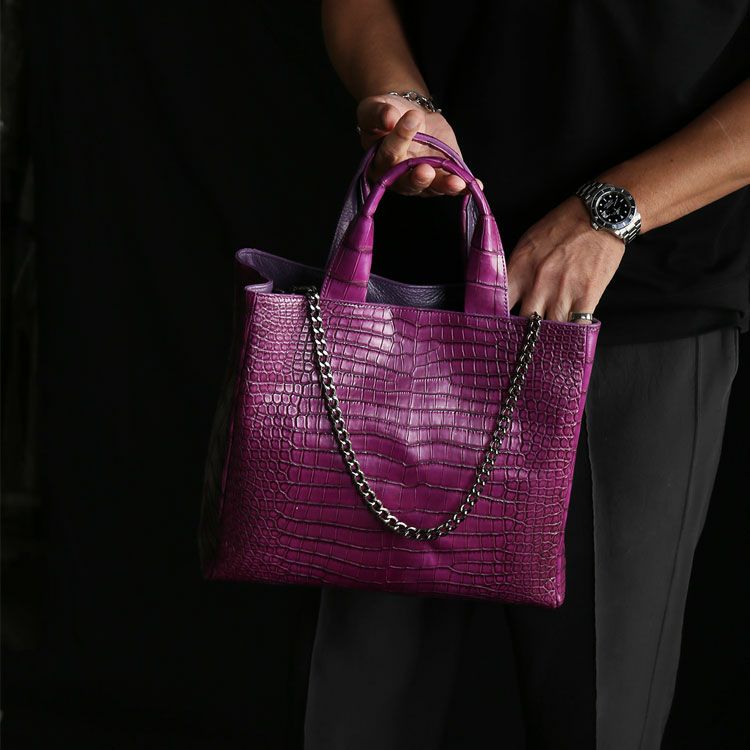 スモールクロコダイルメンズトートバッグ