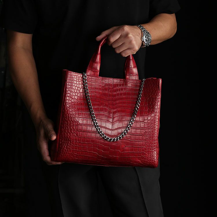 スモールクロコダイルメンズトートバッグ