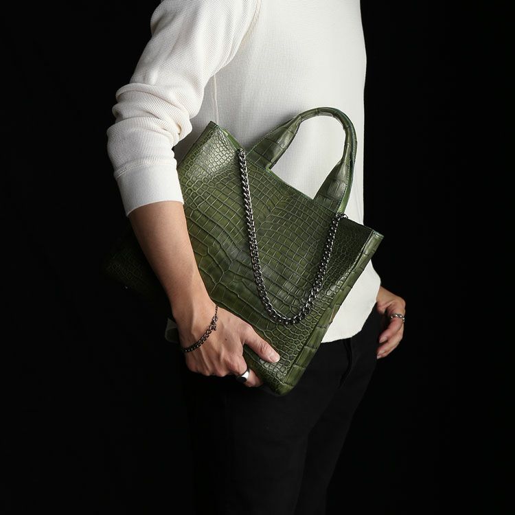 スモールクロコダイルメンズトートバッグ