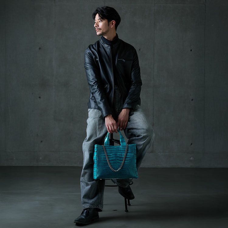 スモールクロコダイルメンズトートバッグ