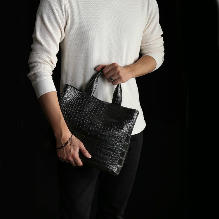 スモールクロコダイルメンズトートバッグ