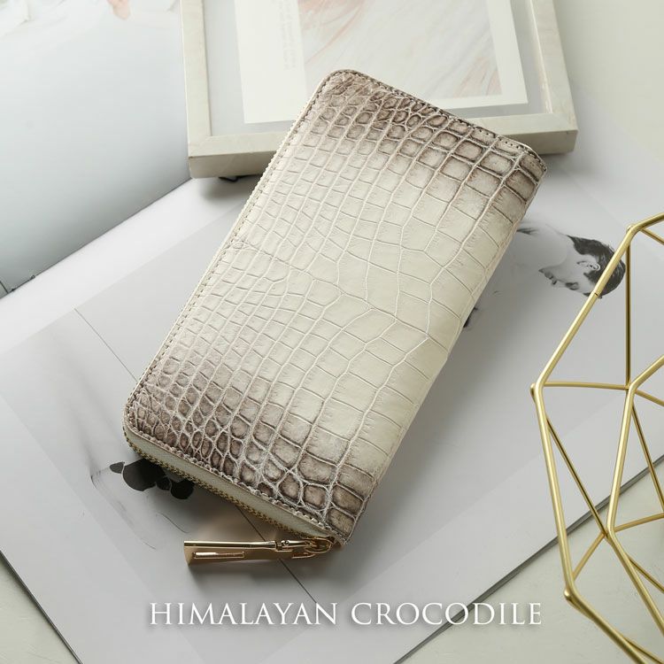 ヒマラヤクロコダイルラウンドファスナー長財布レディース一枚革センター取り