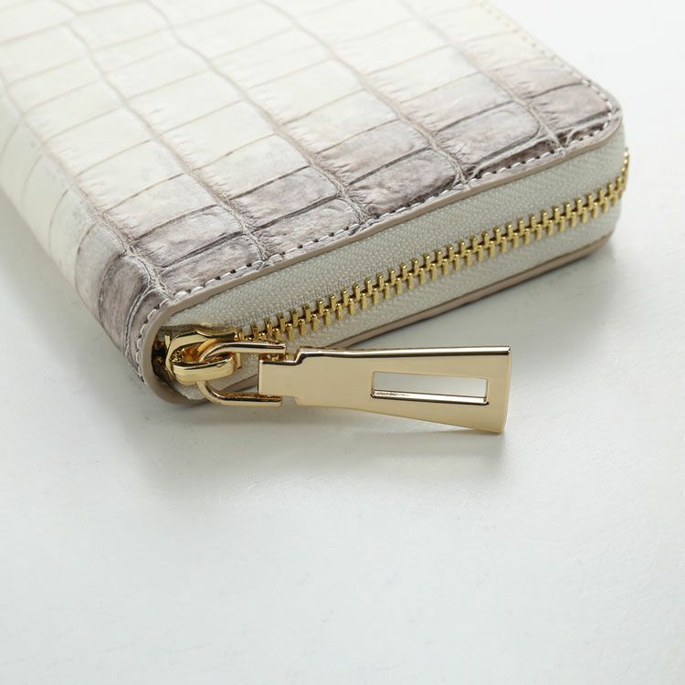 ヒマラヤクロコダイル ラウンドファスナー 長財布 メンズ 一枚革 センター取り