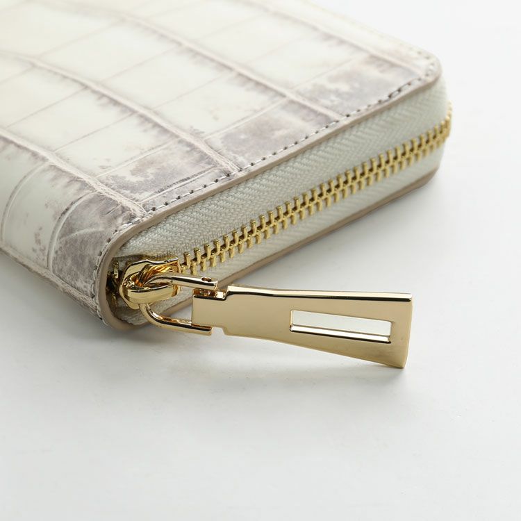 ヒマラヤクロコダイルラウンドファスナー長財布メンズ一枚革センター取り