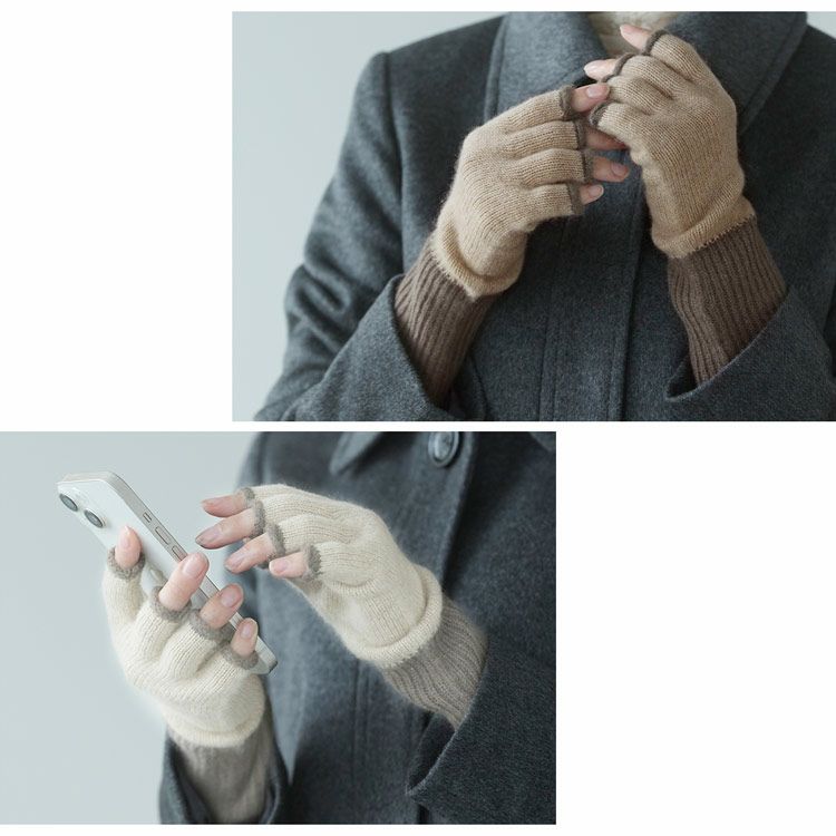 ハンドウォーマーカシミヤ100%指ぬき手袋レディースフィンガーレスグローブカシミヤスマホ手袋