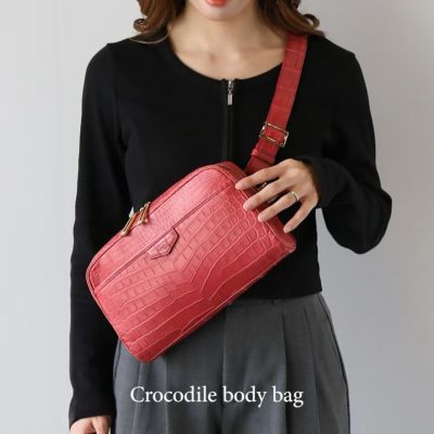 2点セット【新品・本物保証】オレンジ/ピンク/ クロコダイルポーチ セール】Falchi New York/ファルチニューヨーク クロコダイル