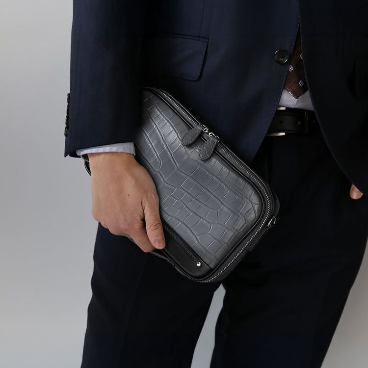クロコダイルメンズミニバッグ