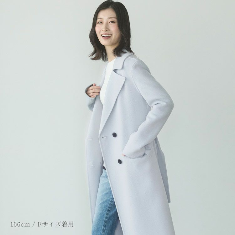 チェスターコートダブルフェイスレディースロングアウター秋冬ウールロングコート