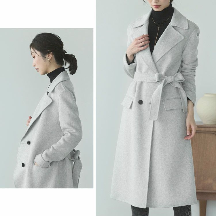 チェスターコートダブルフェイスレディースロングアウター秋冬ウールロングコート