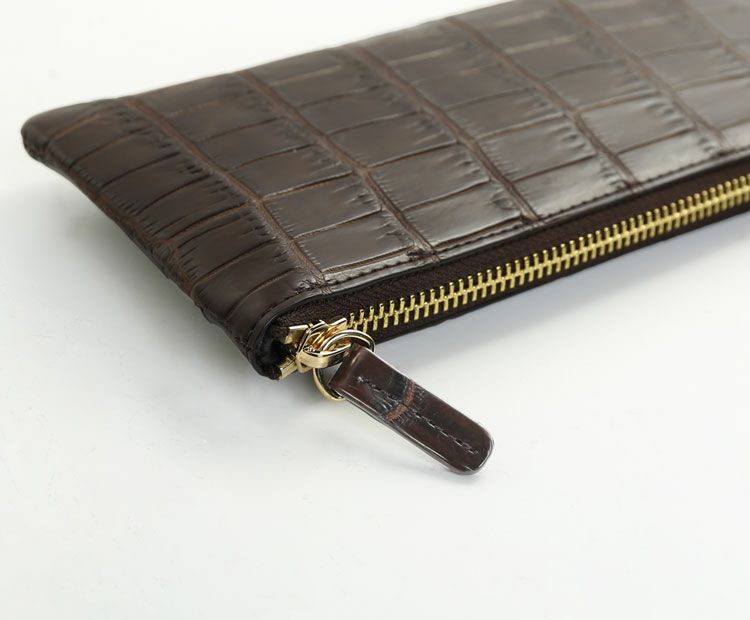 ナイルクロコダイルL字ファスナー長財布レディースマット加工スリム財布